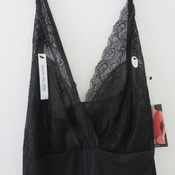 (#P) Marilyn Monroe Plunge V-Neck Stretch Lace Design Bodysuit - Picture 5 of 8